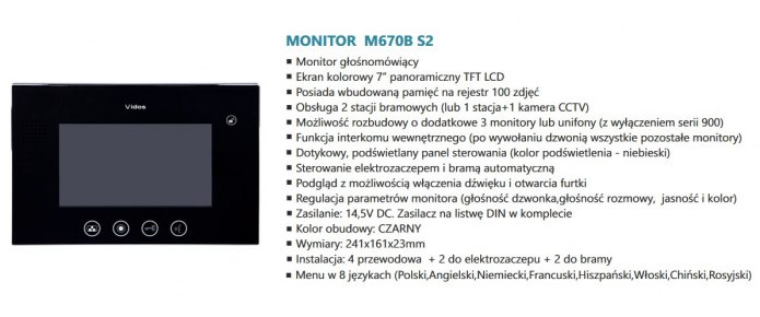 M670B – Monitor wideodomofonu